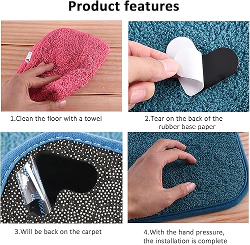 Miniatura 6 de Enkman Agarre de doble cara para suelos de madera dura y azulejos, antideslizante, lavable y reutilizable, evita que las esquinas de las alfombras