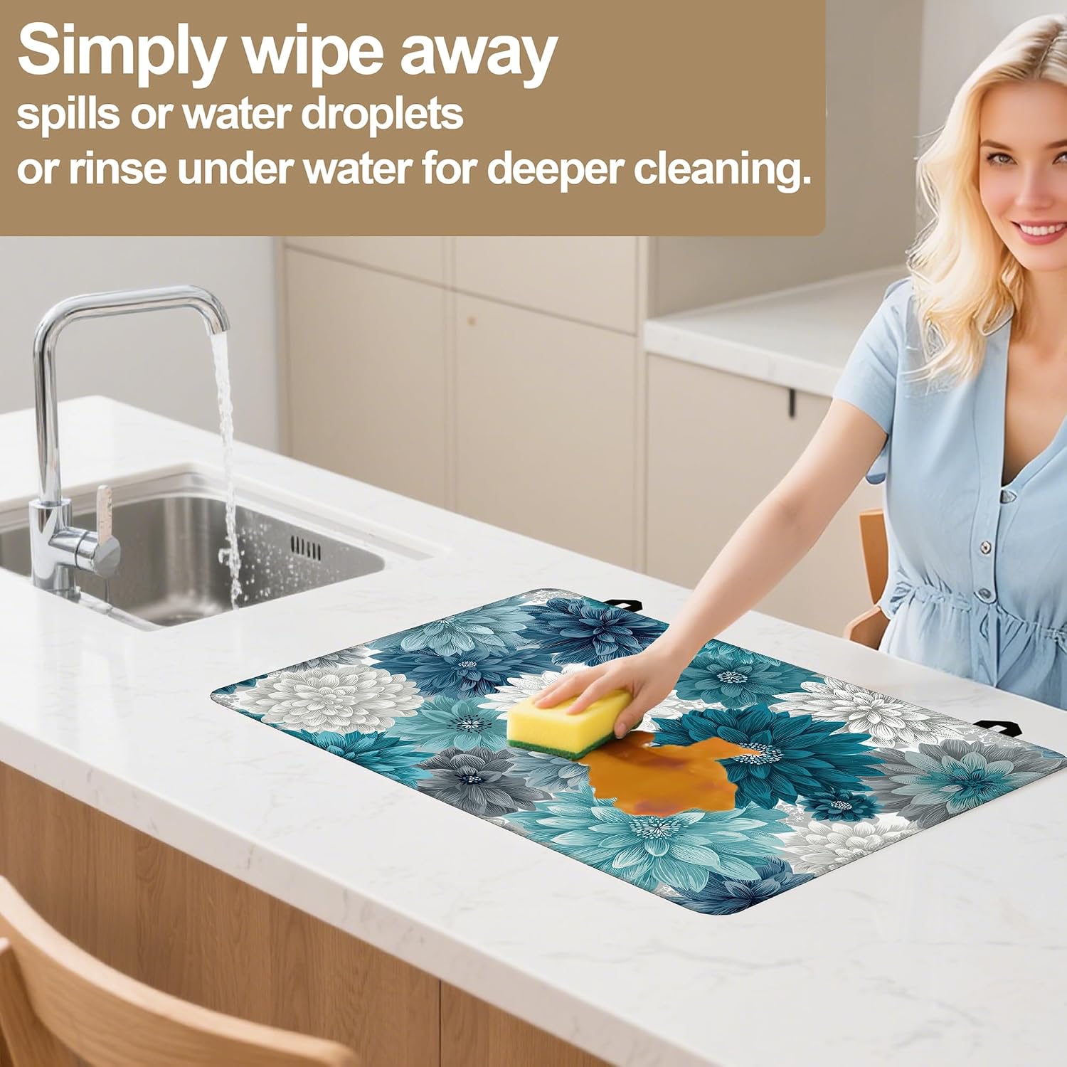 Stove Top Cover for Electric Stove Protector,Blue Grey Dahlia Flower Heat Resistant Glass Top Stove Cover Protector Ceramic Countertop Decoration Pad for Kitchen Top Covers 28.5×20.5 in