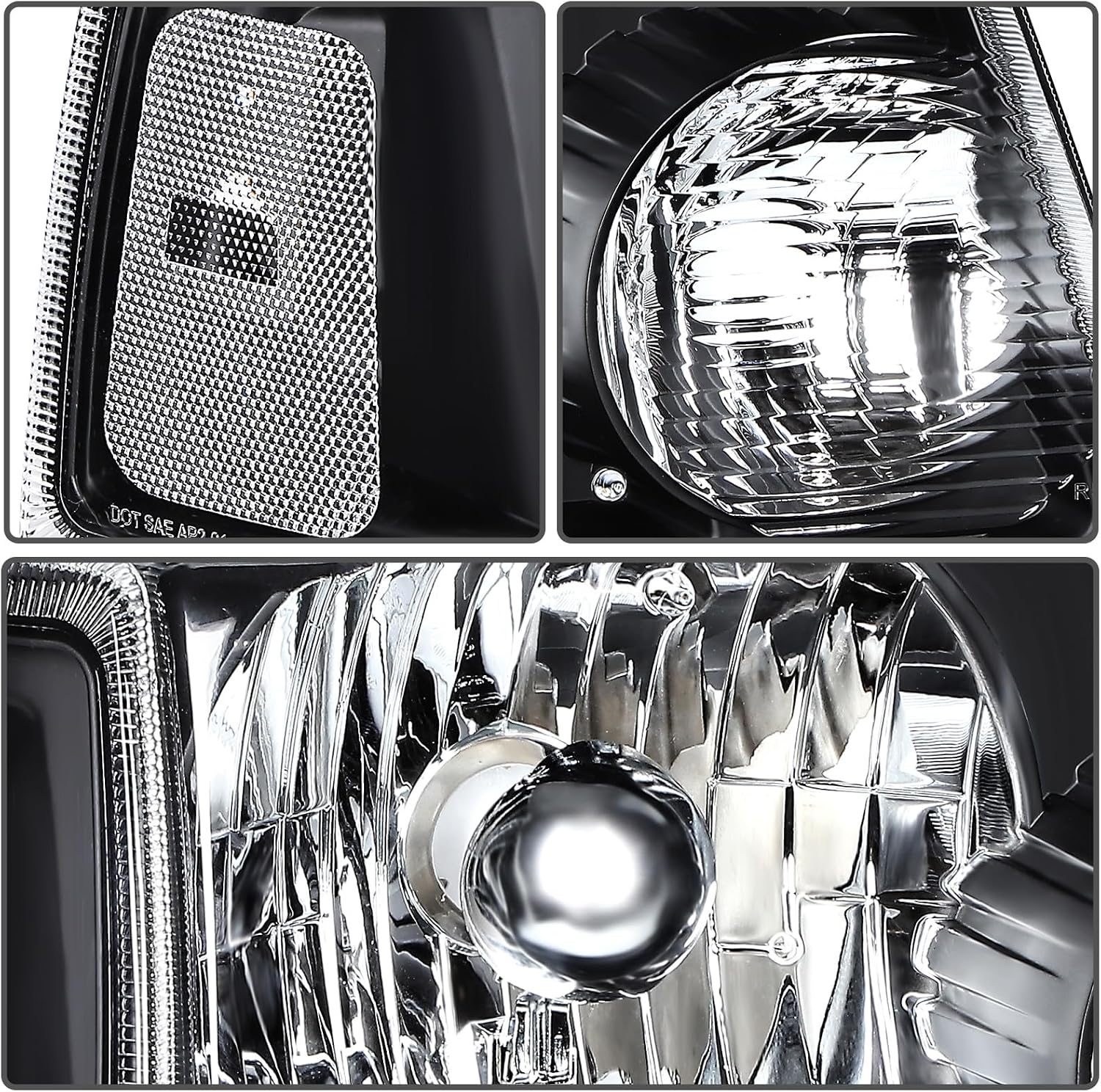 Headlight assembly Fit For Ford For Ranger 2001-2011 Clear Lens Black Housing Clear Reflector Driver and Passenger Side FO2503173 FO2521168 FO2531171 6L5Z13008AA 1L5Z15A201AA 6L5Z15A201AA