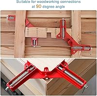 Vista 5 de HARFINGTON Juego de 2 abrazaderas de esquina de 90 grados en ángulo recto para carpintería, herramienta cuadrada de posicionamiento de una sola