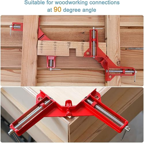 Miniatura 5 de HARFINGTON Juego de 2 abrazaderas de esquina de 90 grados en ángulo recto para carpintería, herramienta cuadrada de posicionamiento de una sola