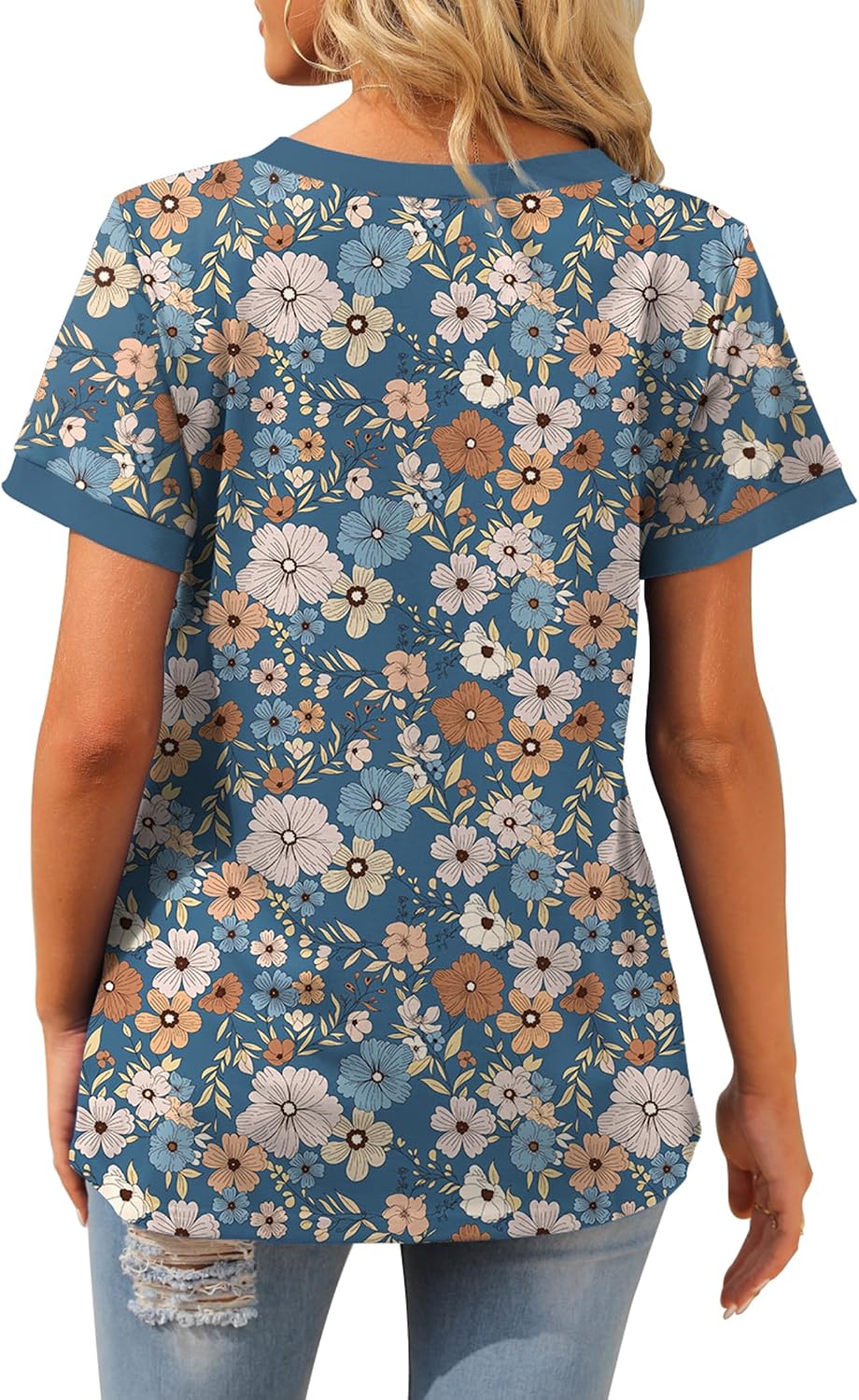 Geifa Womens T Shirts Short Sleeve V Neck Loose Casual Summer Tops 2026 with Pocket image 4