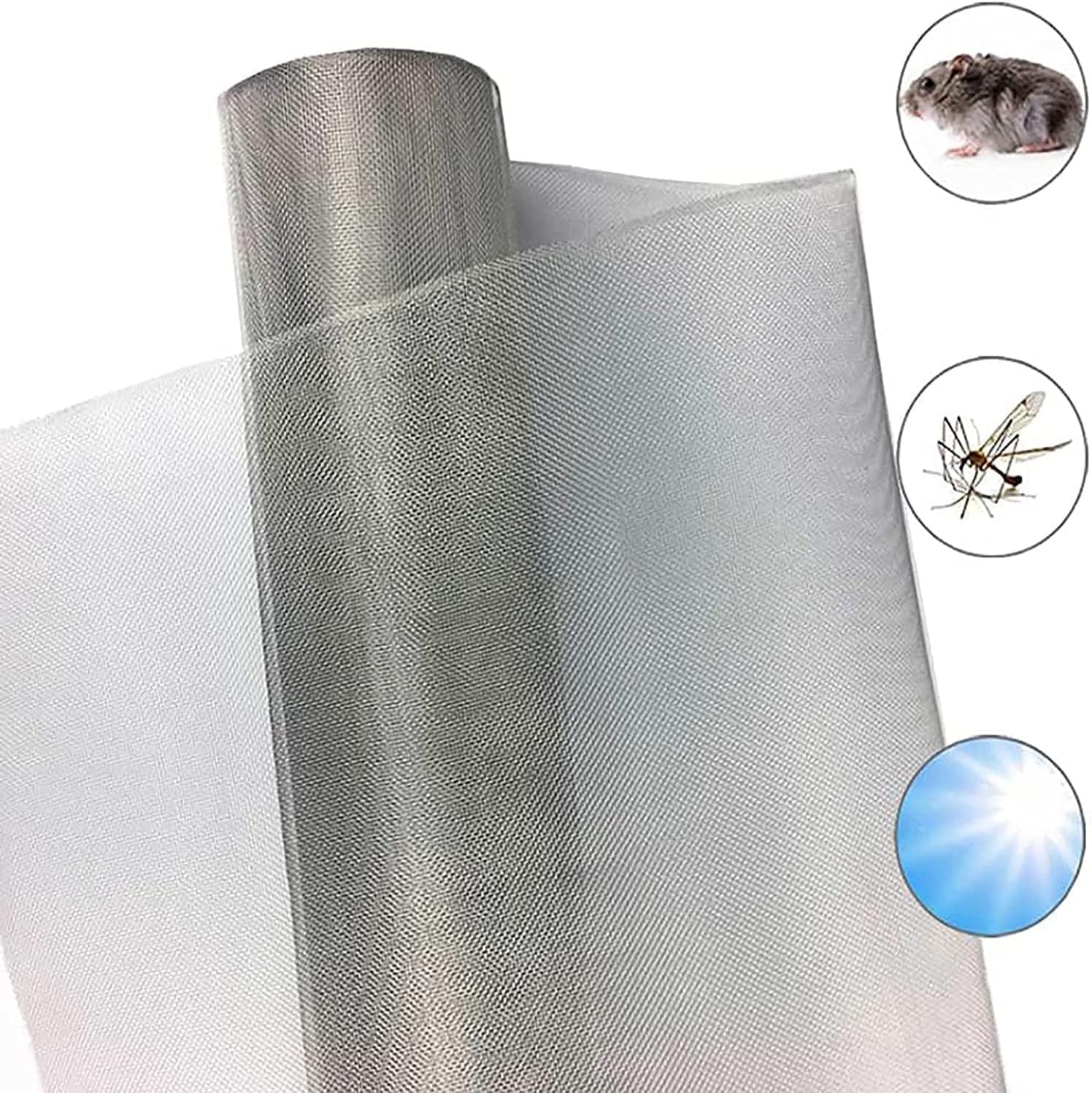 304 Stainless Steel Woven Wire Mesh, 60 Mesh Fine Screen Sheet, 0.3mm Hole Corrosion-Resistant Metal Mesh for Filtration, Air Vent, Dust Control (Silver 1.2x3m)