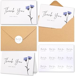 34-pack Thank You Cards Bulk with Kraft Envelopes & Matching Stickers, 4x6 Inches, Minimalist Design | Perfect for Business, Weddings, Baby & Bridal Showers, Graduations & Funerals.