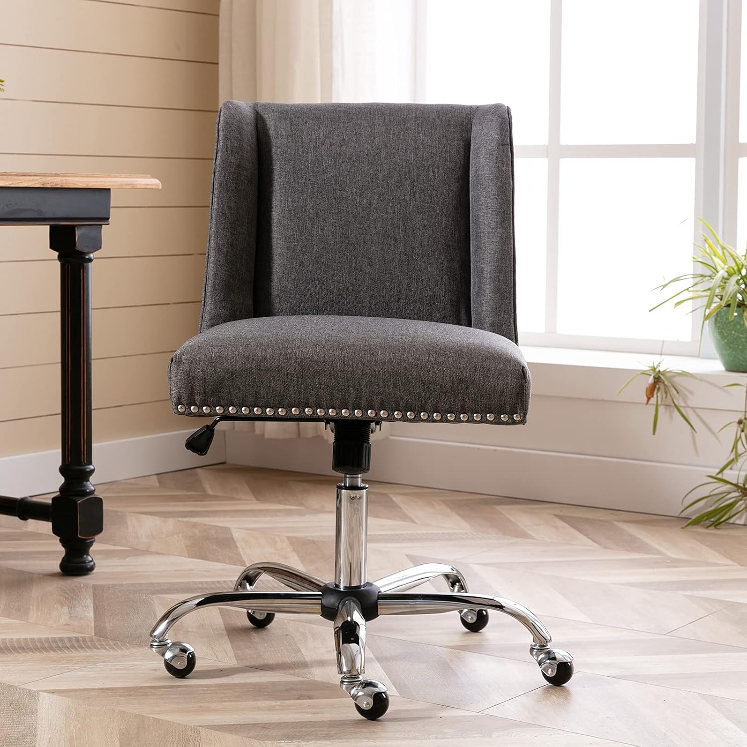 ZHENGHAO Home Upholstered Office Chair, Armless Desk Chair