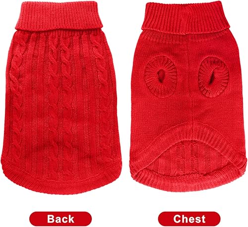 Miniatura 6 de Idepet Suéter de cuello alto para perro, ropa de punto clásica para perro, ropa cálida de invierno para mascotas, ropa de punto para cachorros para