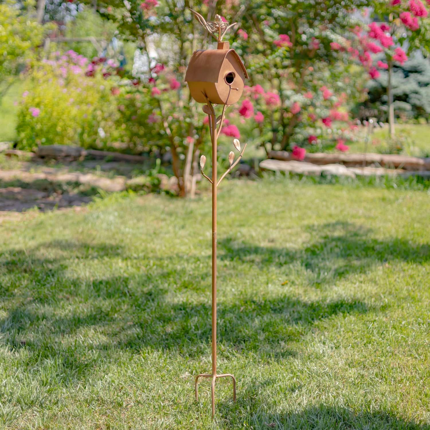 Zaer Ltd. Large Copper Colored Birdhouse Garden Stakes (Oval Shape)