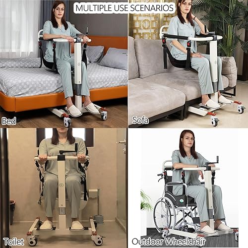 Miniatura 22 de Silla de transferencia elevadora para pacientes, ayuda de elevación portátil para ancianos/discapacitados, silla de transporte de cómoda de cabecera