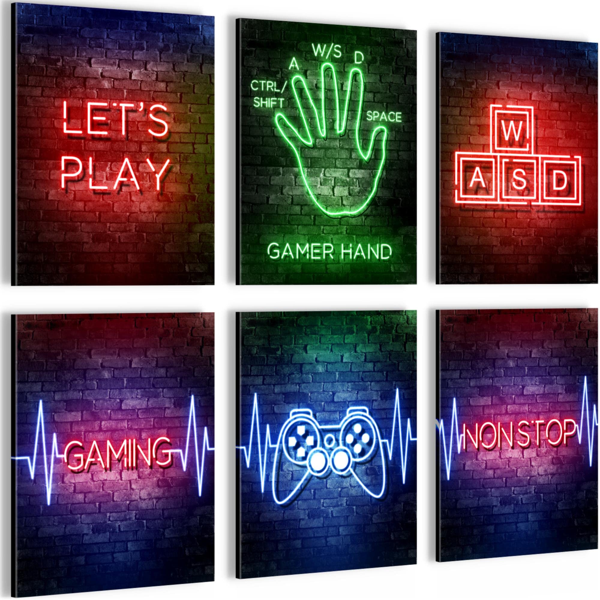 Canvas Set Game Console Video Game - Hang Your Picture Right Away - Stylish, no Frame Required - Nursery Boy Teen - Colorful - N004265a โ image 1