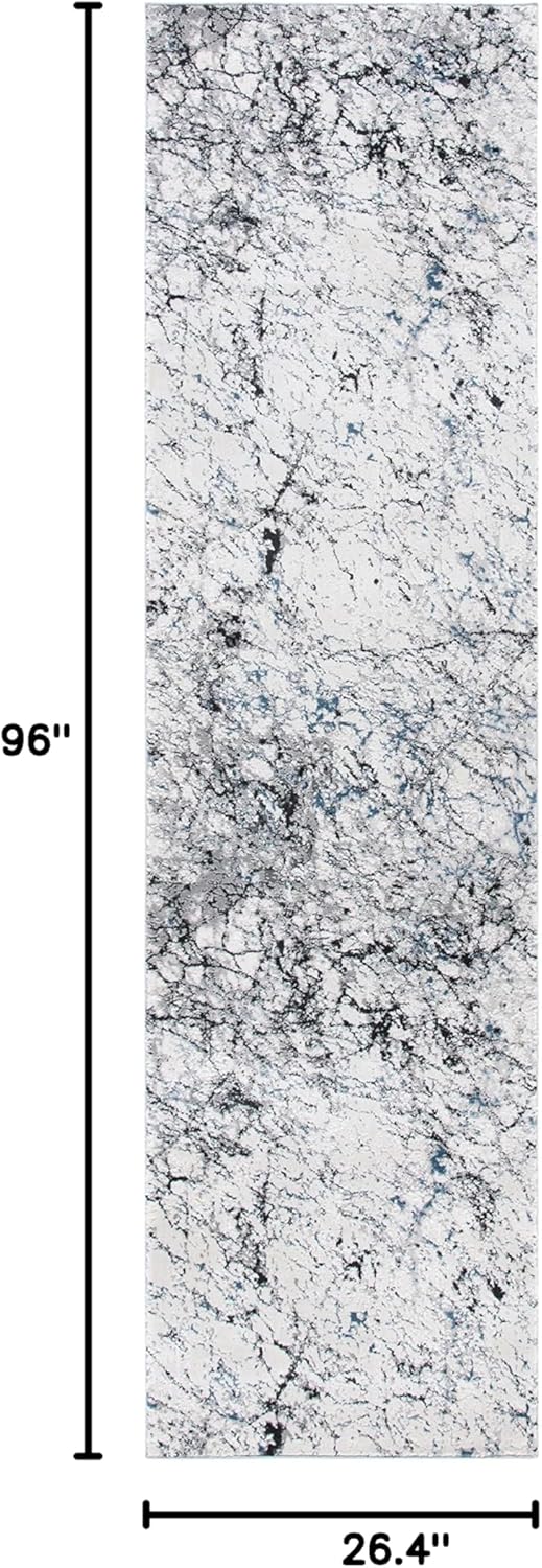 SAFAVIEH Invista Collection Runner Rug - 2'2" x 8', Ivory & Grey, Modern Abstract Design, Non-Shedding & Easy Care, Ideal for High Traffic Areas in Living Room, Bedroom (INV605A)