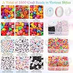 shynek 3800 Pony Beads: Bulk for Bracelets, Hair Braids & Craft - Colorful Plastic, Kandi, Star & Letter Beads for Jewelry Making
