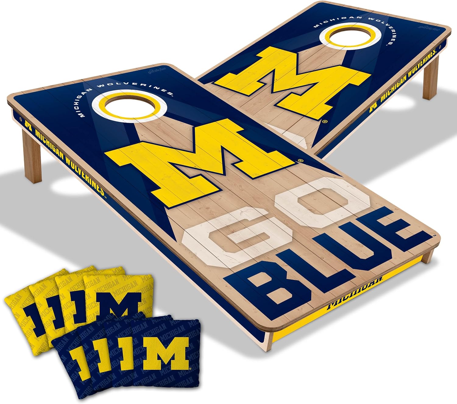 YouTheFan NCAA 2' x 4' Slogan Series Professional Wood Cornhole Game with Logo Bags