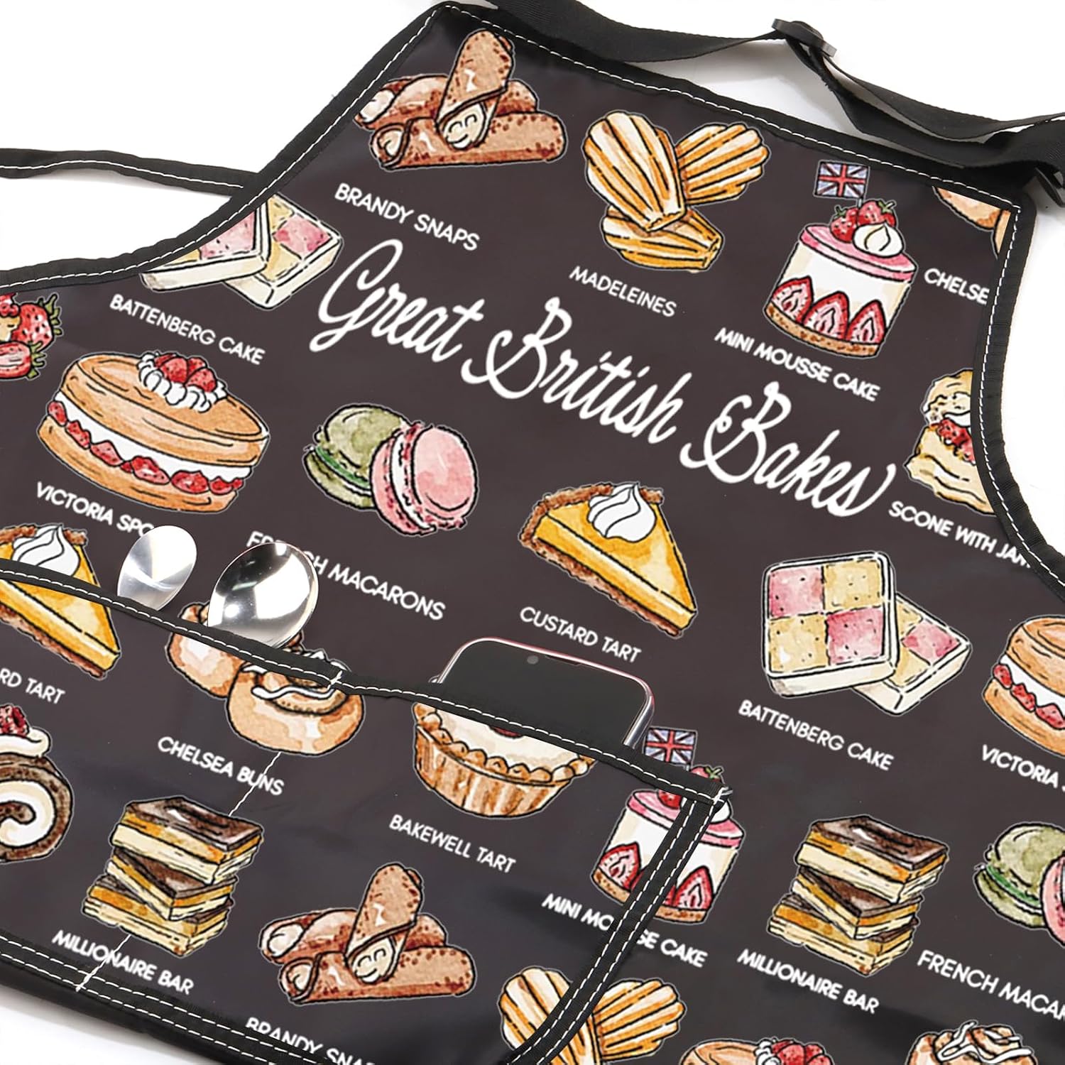 JXGZSO Great British Baking Show Kitchen Apron British Bake Adjustable Apron Baking Master Apron Baking Lover Gift
