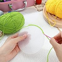 Vista 5 de 7 unidades circulares de lona de plástico, hojas de malla, punto de aguja blanca, lona en blanco, tapete de malla de plástico para costura