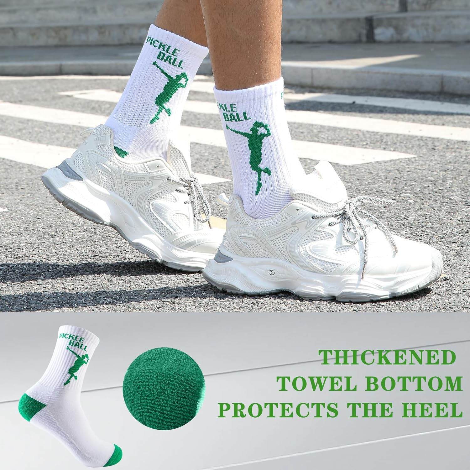 Pickleball crew socks, pickleball outfit and funny socks for women and men. - Image 2