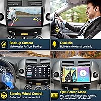 Vista 6 de Radio estéreo de coche 4G+64G para Toyota RAV4 2007-2012, Carplay inalámbrico y Android Auto con Android 13 compatible con Bluetooth/Control