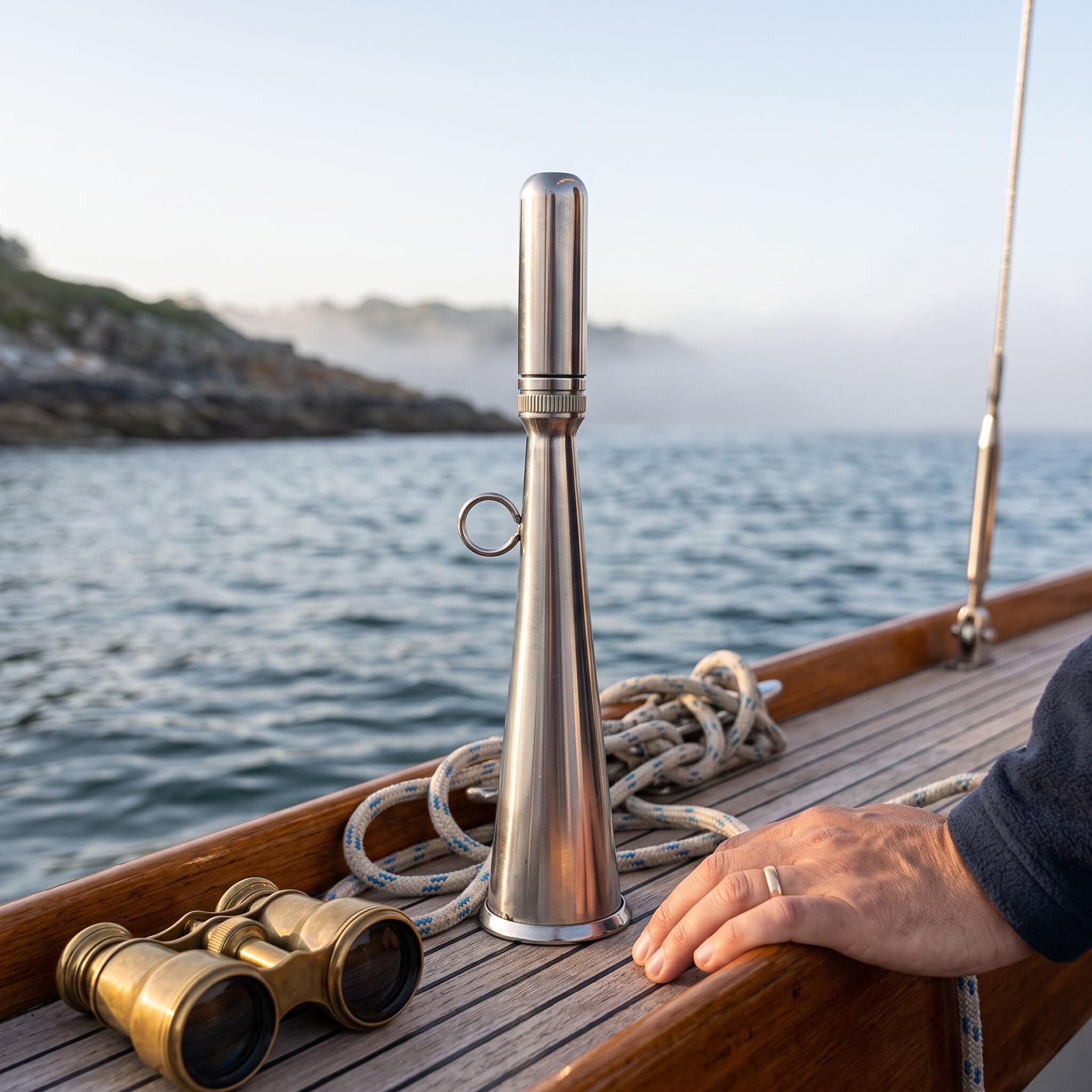Corne de Brume Portative Manuelle en Acier Inoxydable, 150 dB, Embout Amovible, pour Bateaux, Camions, Trains