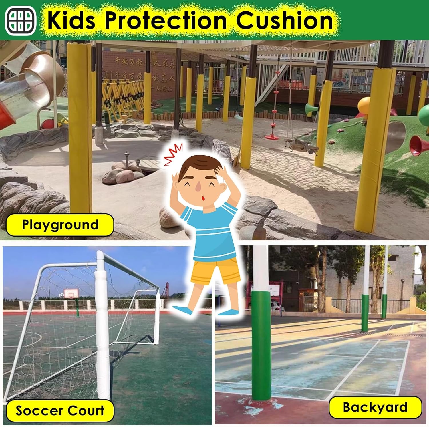 Kids' Pole Padding for Safety, All-Weather Wrap Around Protection for 2"-8" Diameter Basketball, Playground, Garage, Power Poles - Ultimate Impact Absorption