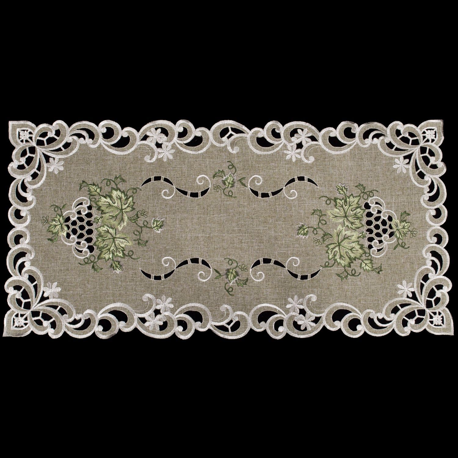 Product Deal Linens, Art and Things Embroidered Green Leaf on Antique Green Fabric 14 x 27 Inch Table Runner Dresser Scarf Coffee Table Doily Best Deal Linens, Art and Things Embroidered Green Leaf on Antique Green Fabric 14 x 27 Inch Table Runner Dresser Scarf Coffee Table Doily