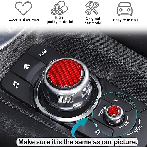 Miniatura 4 de Adhesivo de fibra de carbono suave para coche, multimedia, botón adhesivo compatible con Mazda MX-5 2016-2020, accesorios de protección interior,