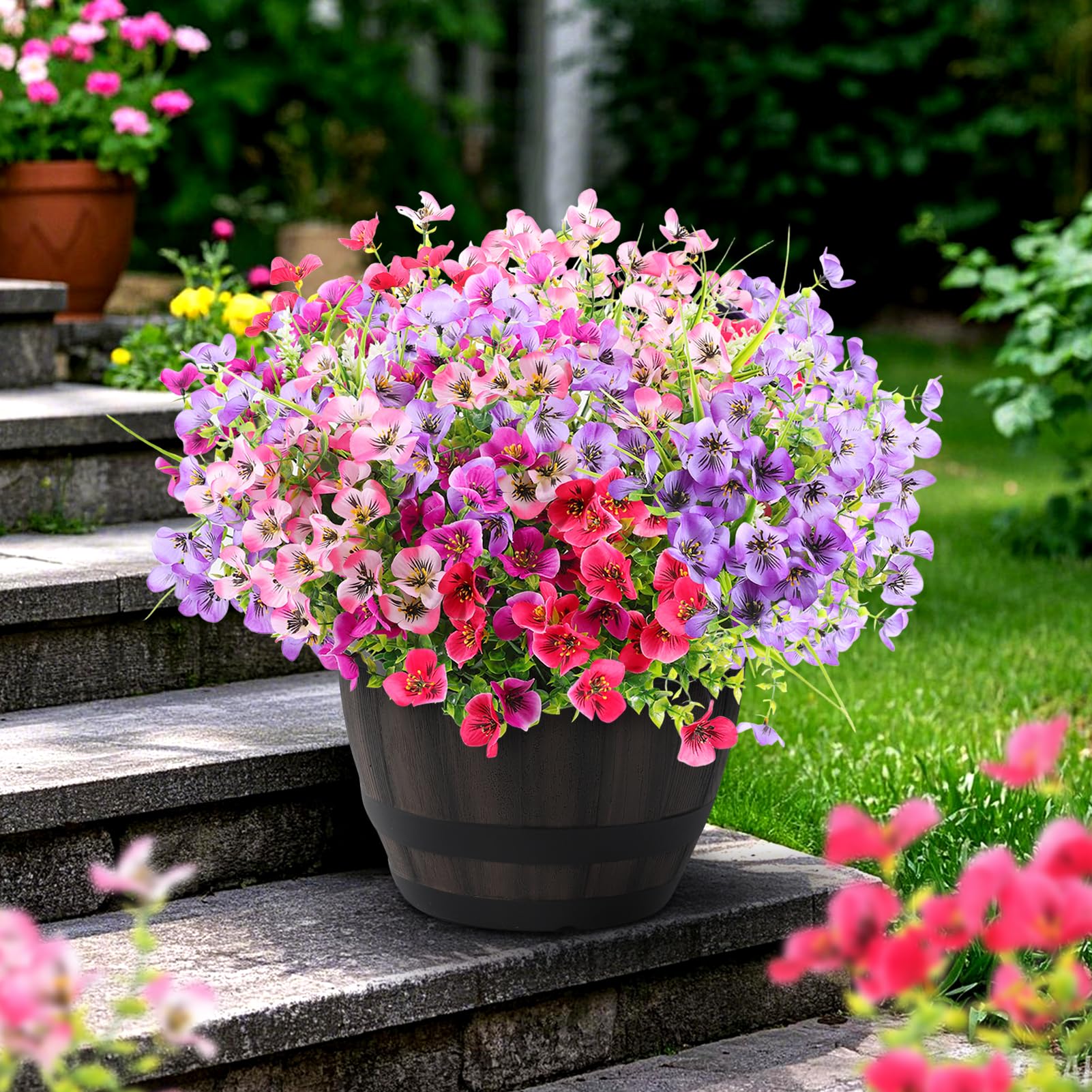 Fiori Artificiali XYLENCO Orchidee E Eucalipto - Resistenti UV Per Interno Ed Esterno - Foto 4