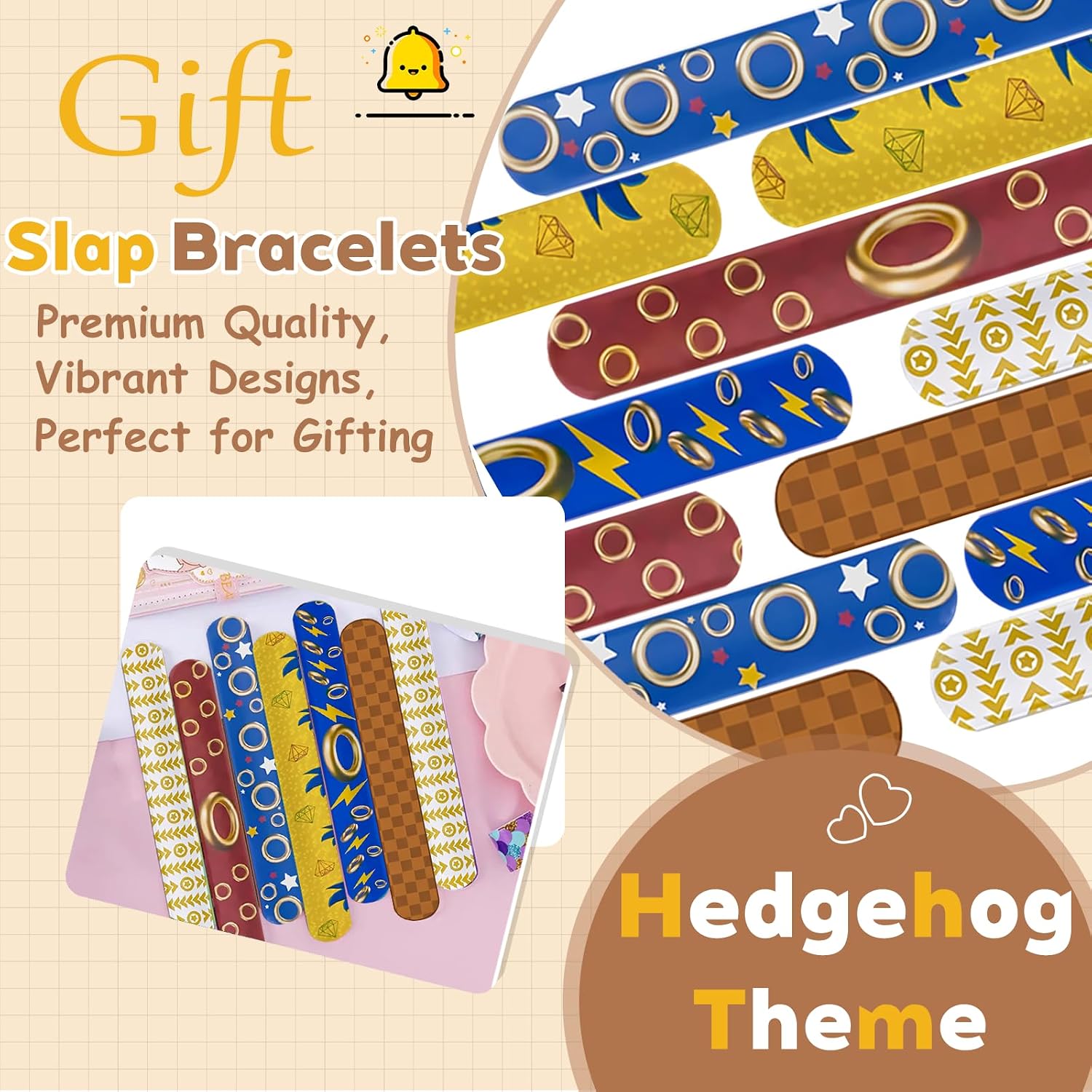 24 Pcs Hedgehog Slap Bracelets, Party Favors Goodie Bag Fillers