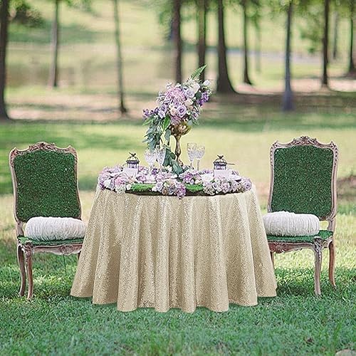 Miniatura 7 de OQSQ - Mantel redondo de lentejuelas color champán, mantel con purpurina para decoración de despedida de soltera, cumpleaños, boda, postre, banquete