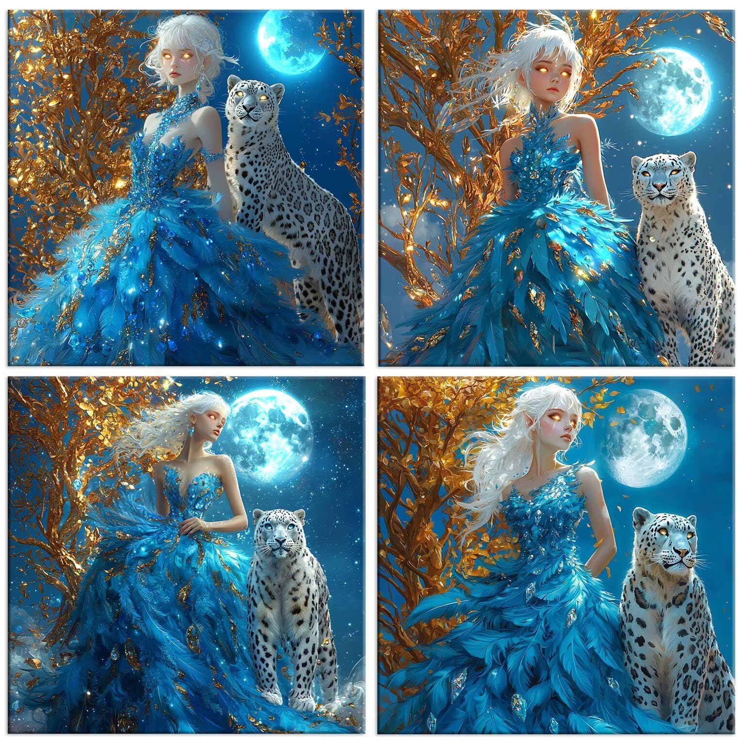 Diamond Painting Kit Moon Girl Leopard, Pintar Diamantes Kit 80x80cm f-948