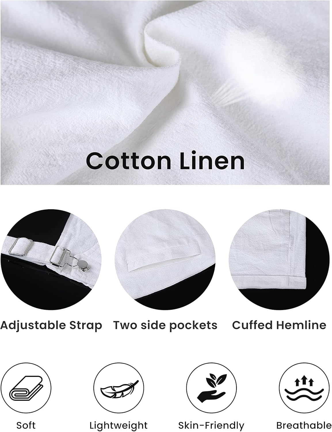 EsheSy Women's Linen Short Overalls Casual Summer Shorts Jumpsuit Rompers with Pockets - Image 6