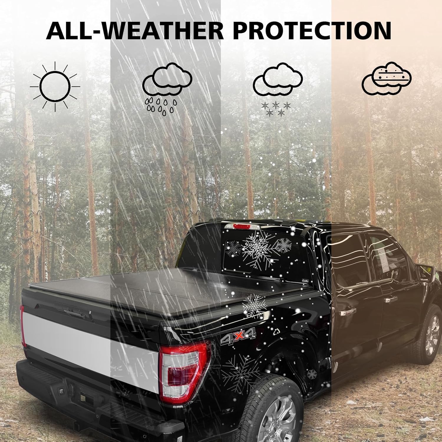 Hard Tri-Fold Truck Bed Tonneau Cover Compatible for 2022-2023 Ford Maverick 4.6 FT