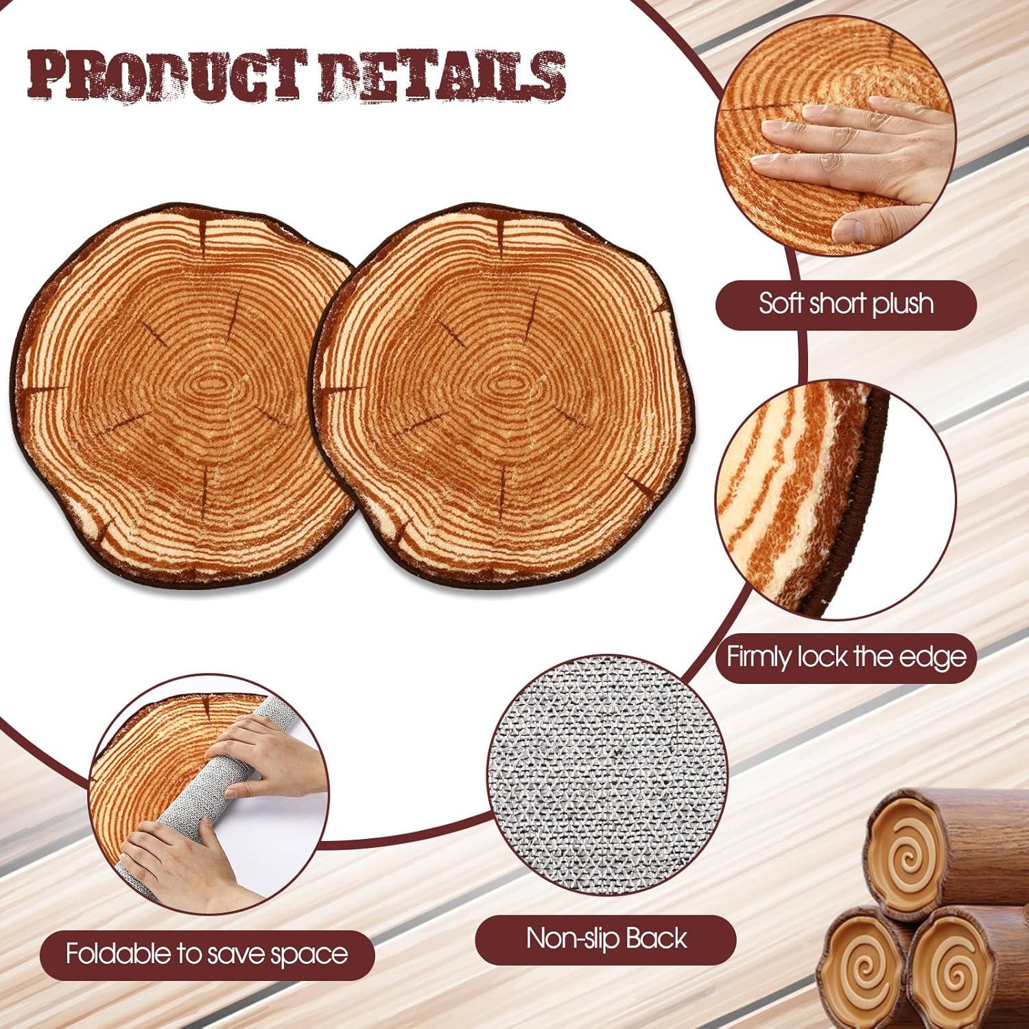 Tinideya 8 Pcs Classroom Carpet Kids Rug 15 x 15 Inch Back to School Supplies Round Non Slip Mat for Nursery Kindergarten Playroom Bedroom(Rings)