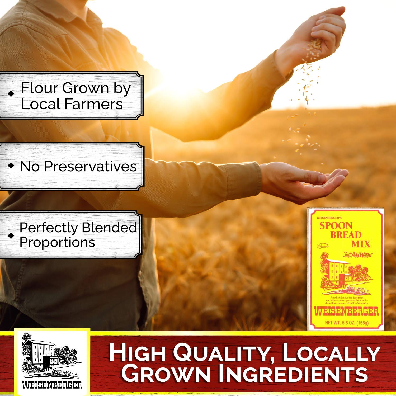 Weisenberger Spoon Bread Mix - Authentic, Old Fashioned, Southern Style Corn Bread Mix - Made From Non GMO Cornmeal - Traditional Cast Iron Spoonbread, Cornbread Muffin Mix - 5.5 Oz, Pack of 12