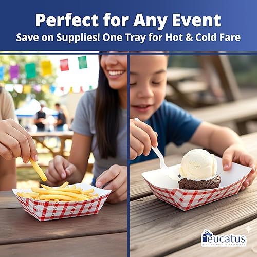 Miniatura 4 de Bandejas de papel resistentes y resistentes a la grasa de 1 libra, paquete de 100 unidades, reciclables, mini cestas de cartón recubiertas. Bandeja