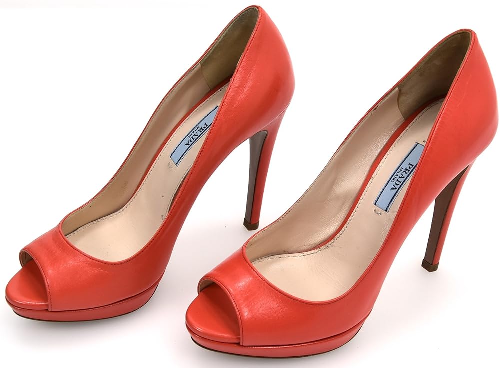 Prada, scarpa decolleté tacco a spillo, aperte in punta per donna,in pelle,numero 37 eu 1KP236
