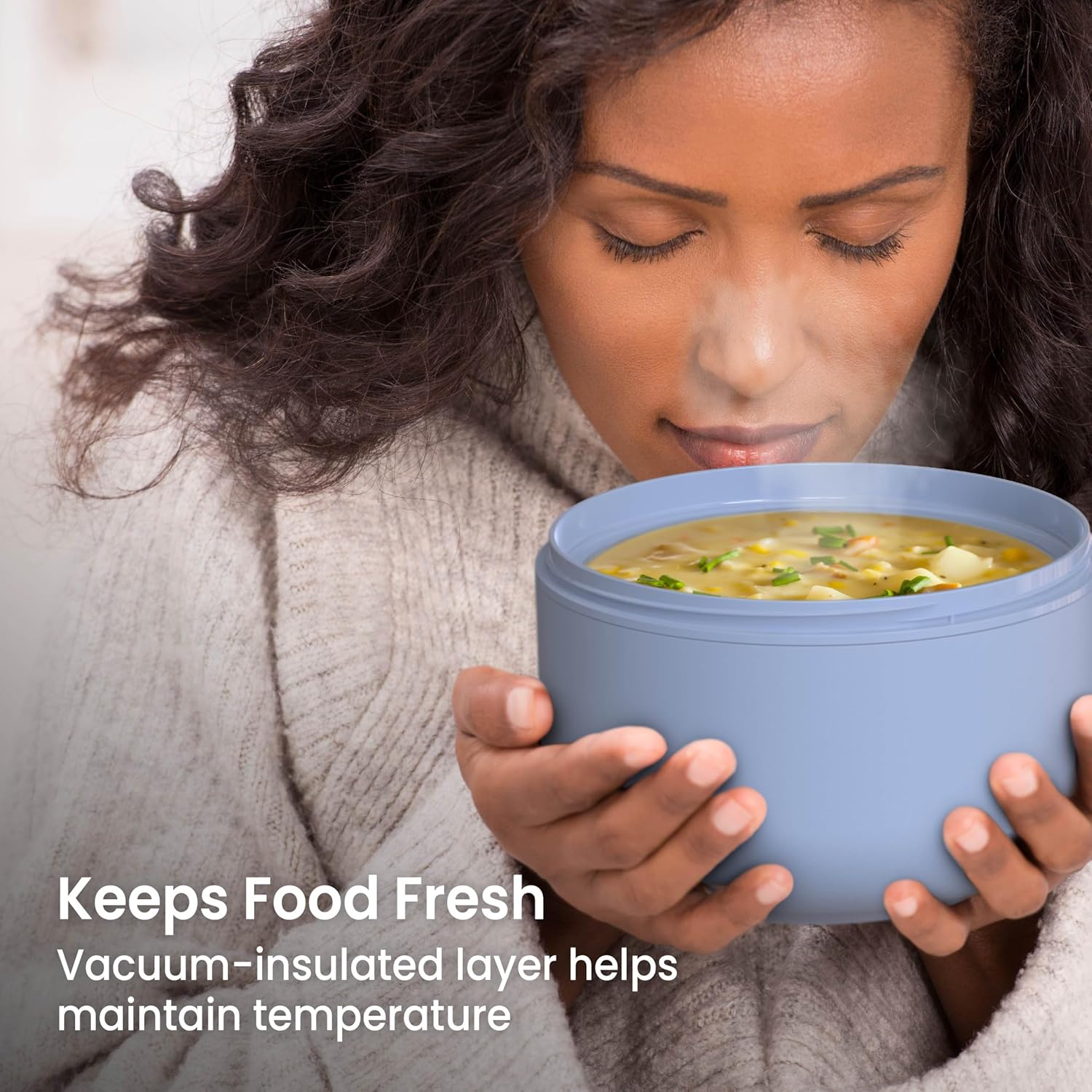 Bentgo Bowl - Insulated Leak-Resistant Bowl with Snack Compartment, Collapsible Utensils and Improved Easy-Grip Design for On-the-Go - Holds Soup, Rice, Cereal & More - BPA-Free, 21.2 oz (Slate) - Image 3