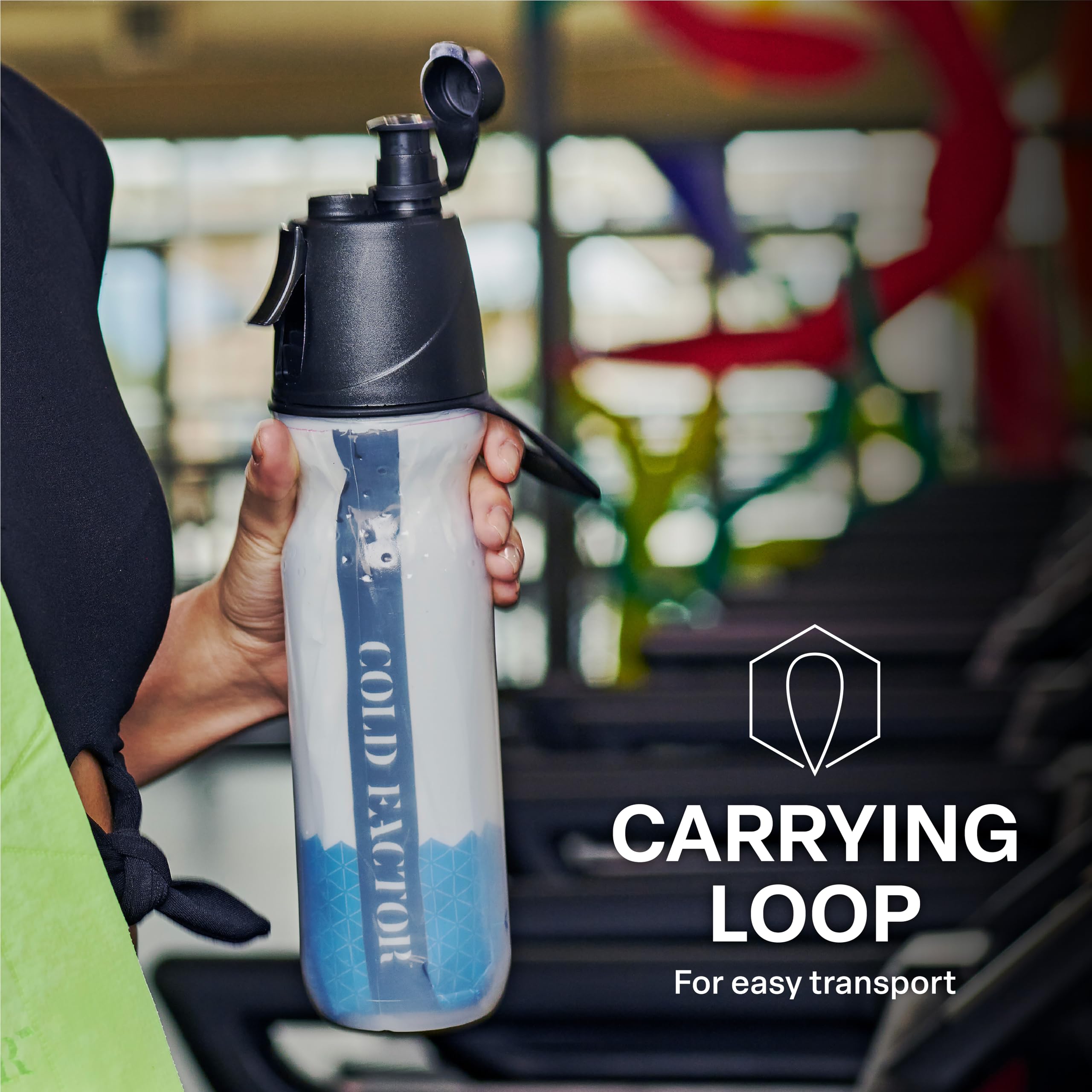 COLD FACTOR Isolierte Wasserflasche mit Kühlspray, nachfüllbare Sportflasche für Fitnessstudio, Radfahren, Fitness und Outdoor-Sport, Fahrrad, BPA-frei, wiederverwendbares Design für Training und
