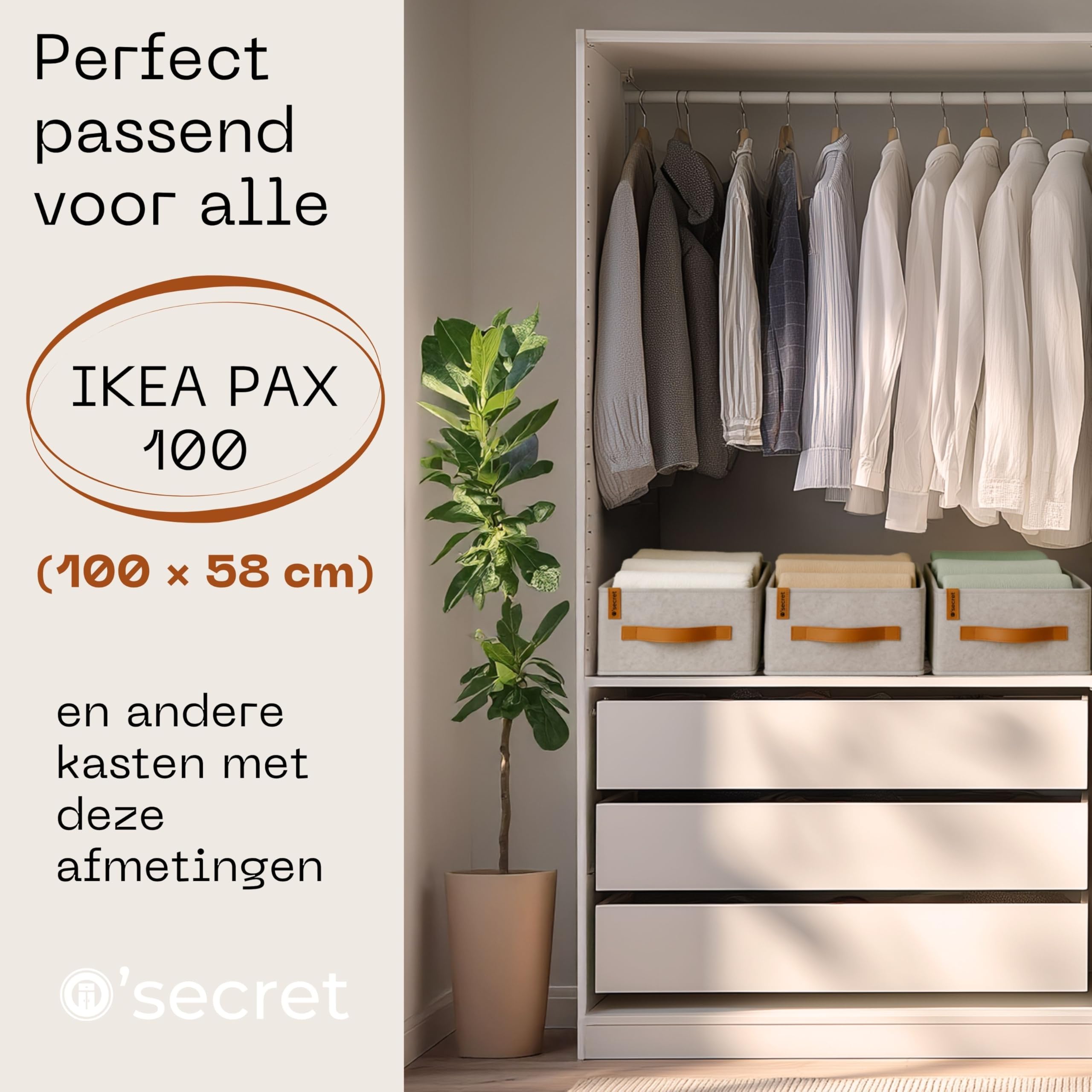 o'secret kledingkast organizer kledingopslag voor jeans, broeken, T-shirts, ondergoed - voor IKEA PAX 100 cm, set van 3