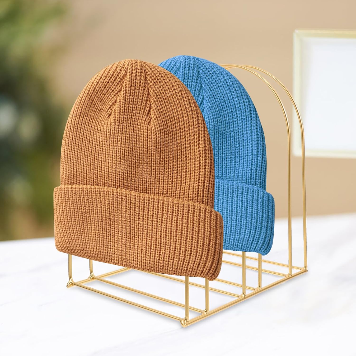 Metal Wire Hat Display Stand 2pcs Caps Storage Holder Reusable Desktop Hat Rack for Beanie Organizer