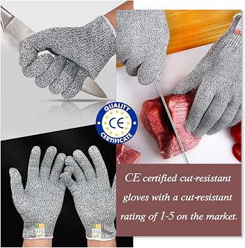 MYBMHTNB Oyster Shucking Knife Set of 2 Stainless Steel Oyster Knifes and 2 Pairs Level 5 Cut-Resistant Gloves,Oyster Knives Suitable for All Kinds of Shells and Oysters Shucking