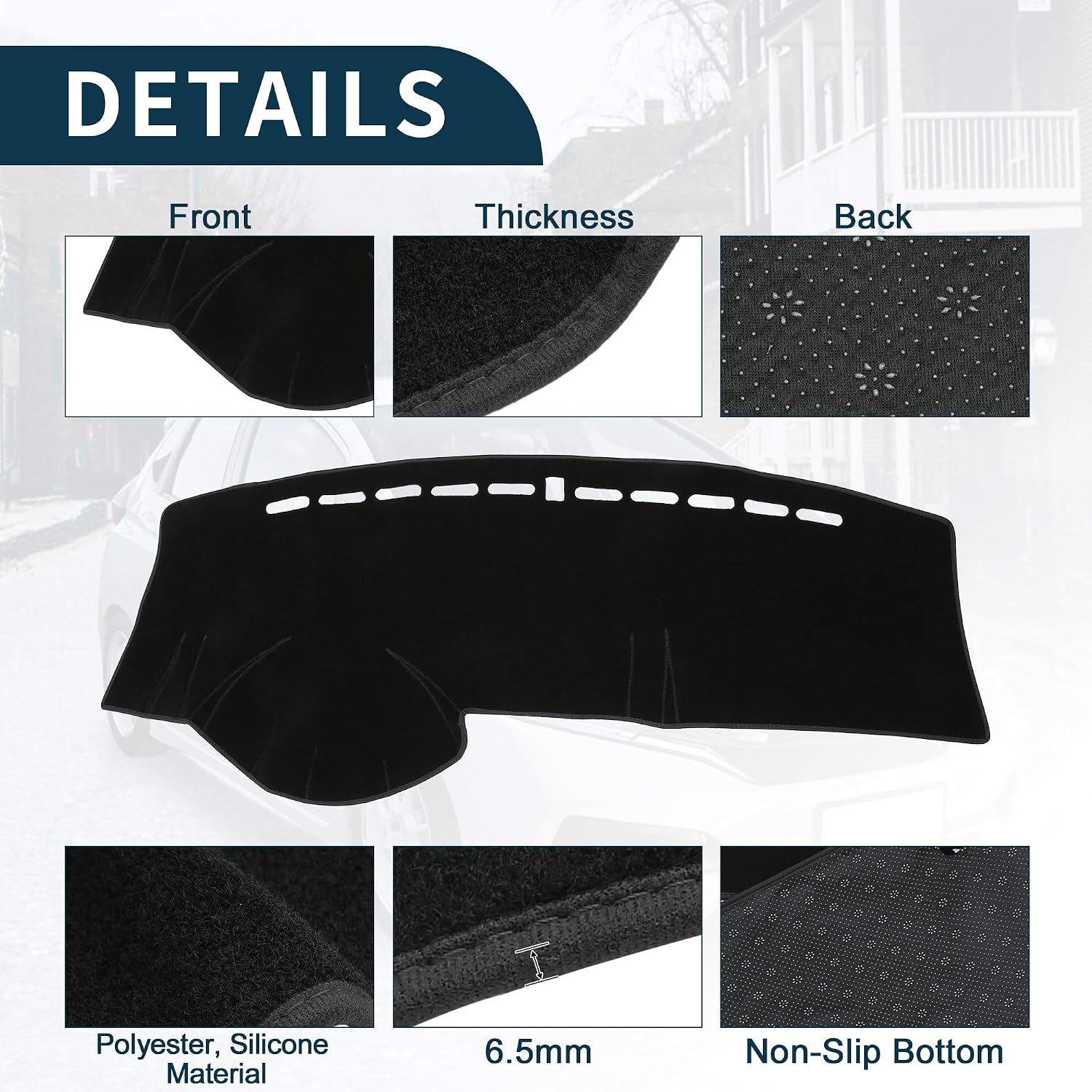 Dash Cover for Honda Fit Non-Slip | Center Console Dashboard Cover Pad Carpet Black 1 Pcs