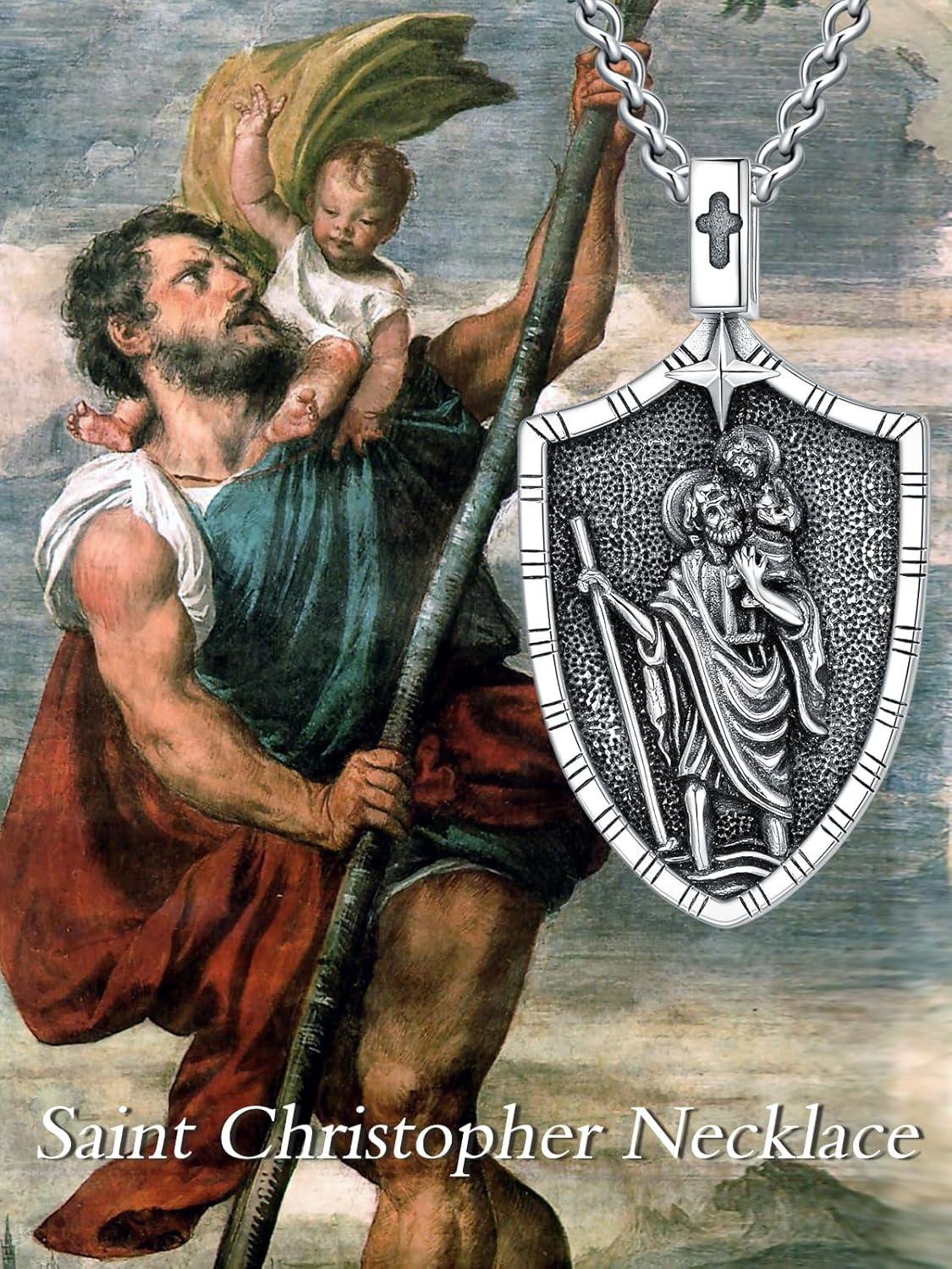 WINNICACA 925 Sterling Silver Patron Saint Amulet Necklace for Men Women Protection Medal Jewelry Birthday Valentine's Day Gifts for Men Husband(with Gift Box) - Image 8