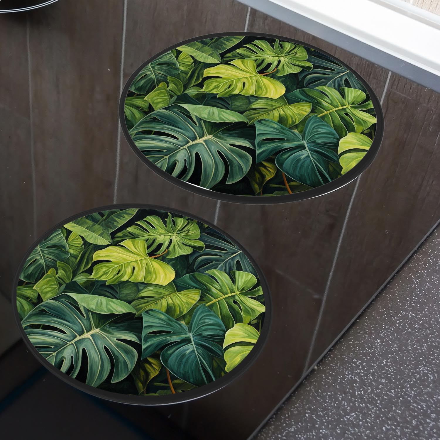 Green Monstera Picture Set of 4 Stove Burner Covers - Premium Round Electric Stove Range Protectors,8 IN & 10 IN