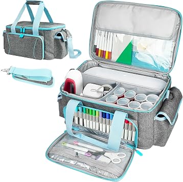 Cricutt Joy Bag Convenient Travel Organizer with Dividers for Cricutt Machine Accessories and Various Supplies, Cricutt Storage Case, Sturdy Oxford Fabric Blue
