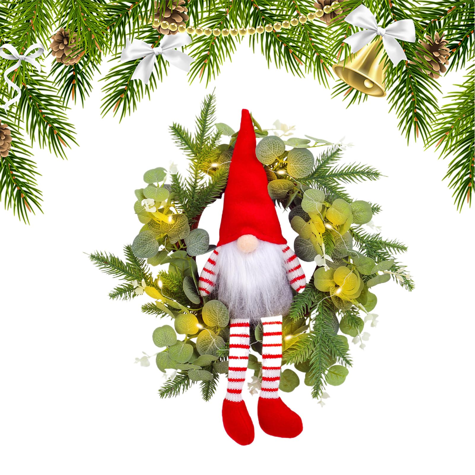 Corona de Navidad para ventana artificial rústica ideal para decorar tu casa de campo festiva