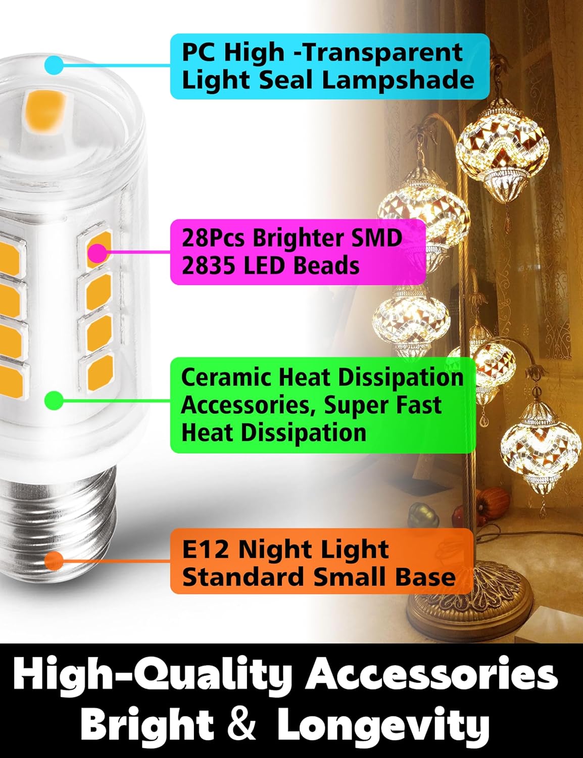 E12 LED Bulb 3W Dryer Drum Led Light Bulb, 10W 25W 40W Equivalent, 120V E12 Candelabra Base for Chandeliers, Refrigerator, Night Light, Salt Lamp, Ceiling Fan, Appliance Bulb, 2700K Warm White, 2 Pcs