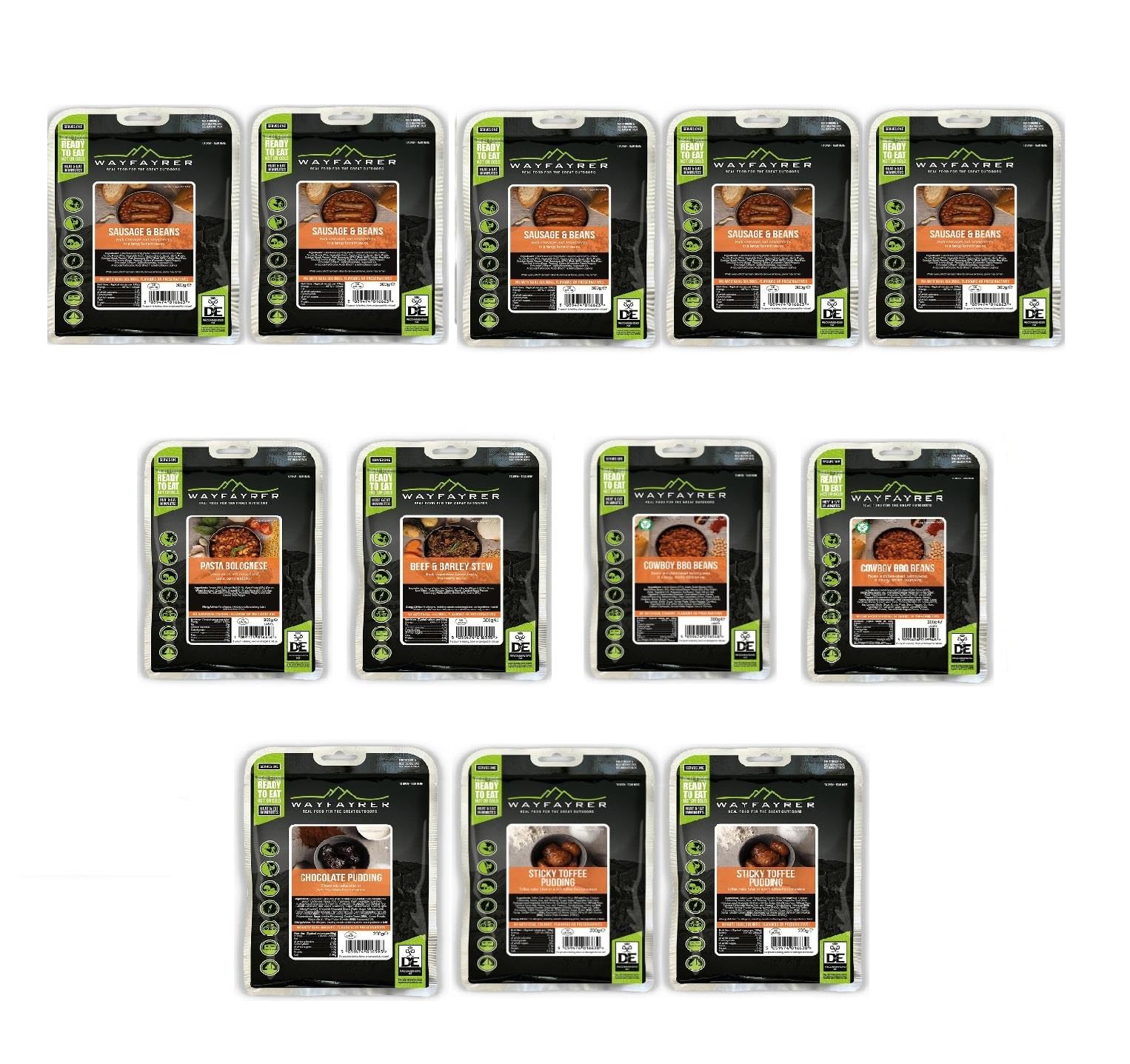 Wayfayrer DofE Gold Plus 4 Day Camping Food Expedition Pack – 12 MRE Boil in Bag Camping Meals with Carry Bag – Official Food Pouches of the D of E Award Scheme