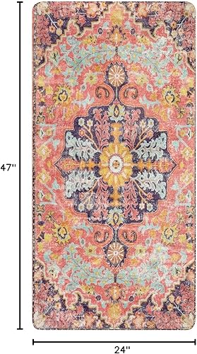 Miniatura 171 de Lahome Alfombra bohemia con medallón floral de 3 x 5 pies, suave, impresa, para baño, cocina, entrada, vestíbulo, vintage, antideslizante, lavable