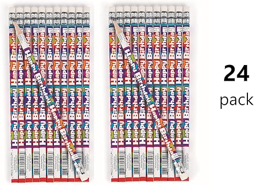 Miniatura 4 de Fun Express Lápices de feliz cumpleaños – Juego a granel de 24 para profesores y estudiantes – Suministros para el aula, recompensas, folletos y