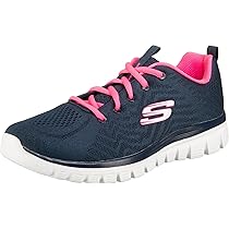 Skechers Graceful Get Connected, Sneaker Donna, Navy Mesh Hot Pink Trim, 37.5 EU