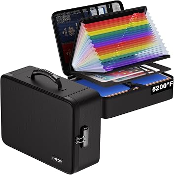 ENGPOW 5200F Fireproof Document Box with 25 Pockets Accordion File Folder